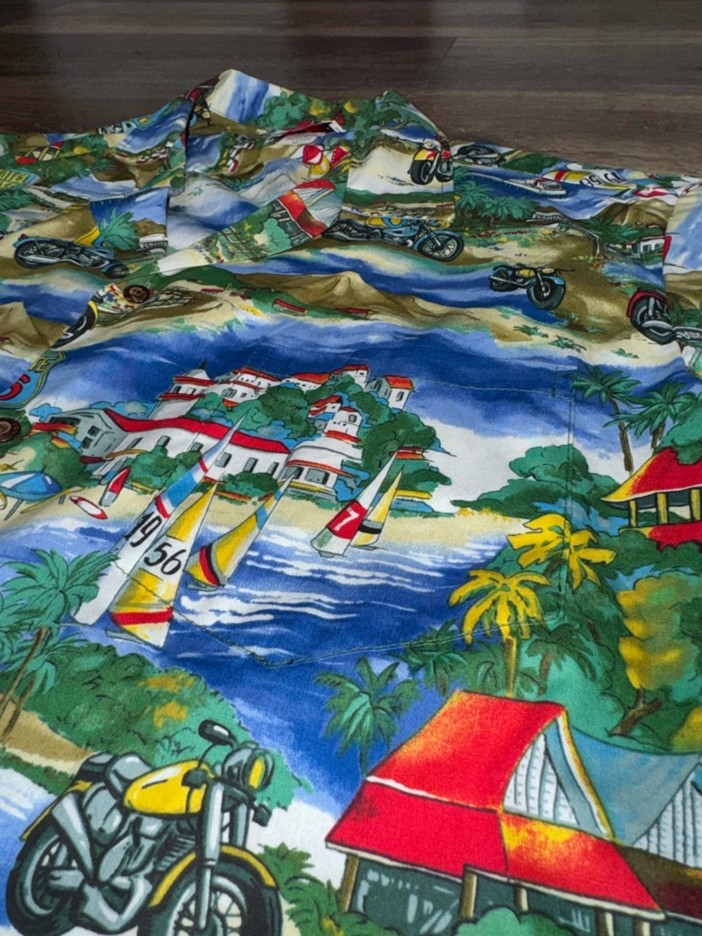 Route 66 Beach Cotton Hawaiian Shirt All Over Print Lightweight Button Down XL - Picture 4 of 10